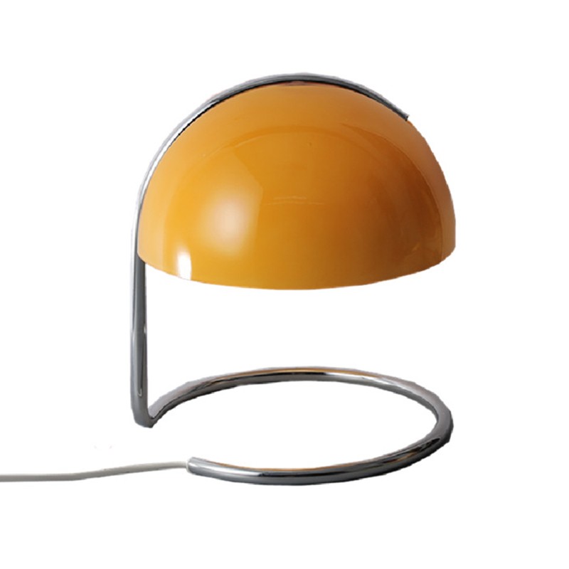 Bauhaus Bedside Table Lamps With Dome Glass Shades Orange