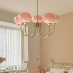 Bianca Colored Glass Shade Chandelier with Globes