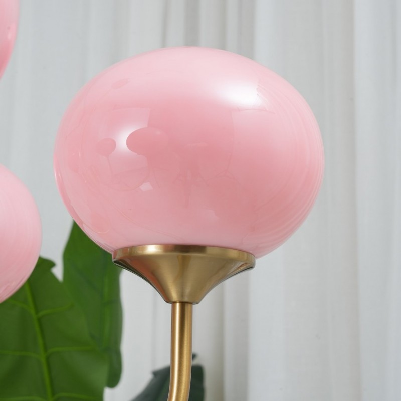 Bianca Colored Glass Shade Chandelier with Globes