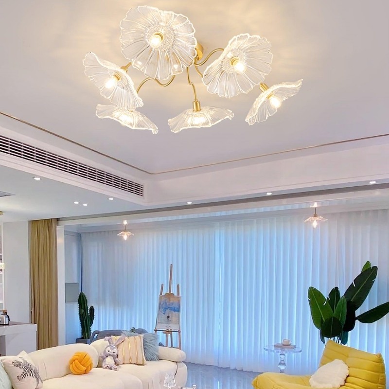 Pranavi Lotus Leaf Glass Ceiling Light