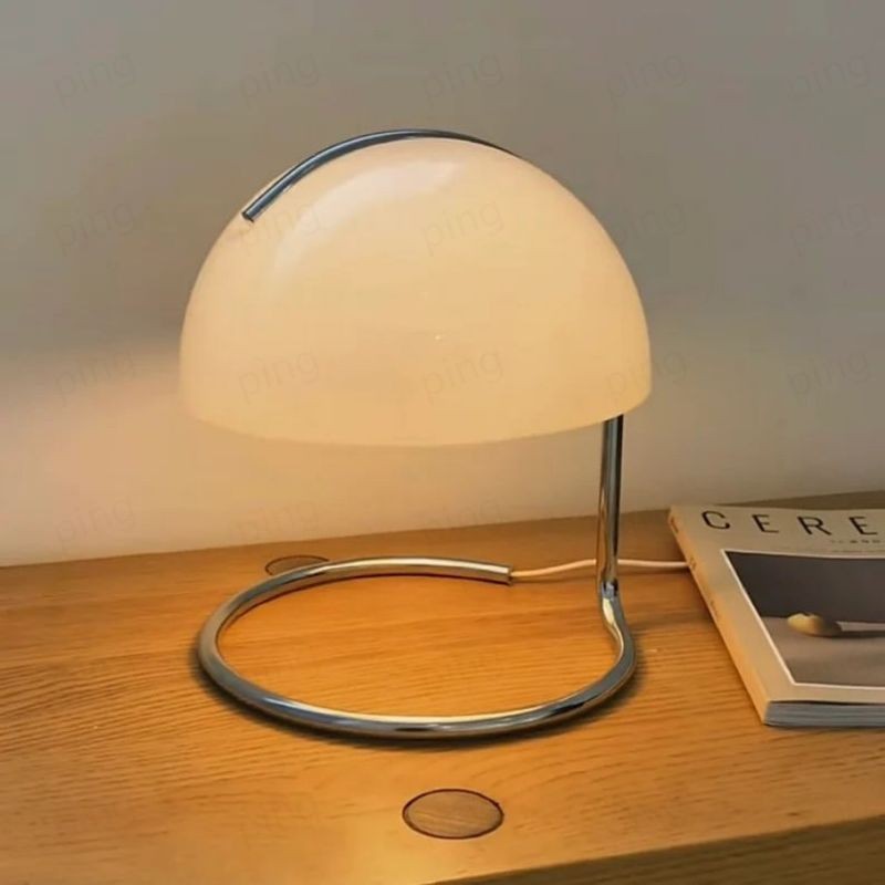 Olivia Bauhaus Bedside Table Lamps With Dome Glass Shades