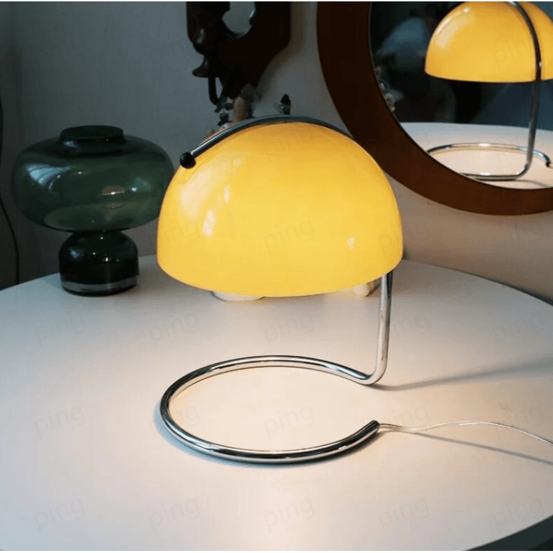Olivia Bauhaus Bedside Table Lamps With Dome Glass Shades