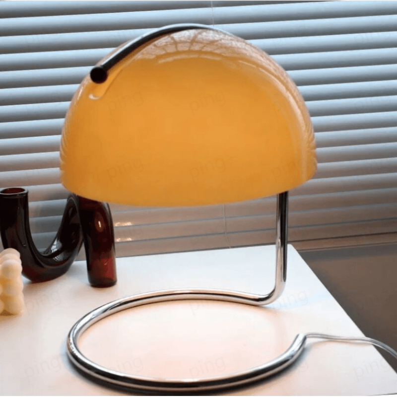 Olivia Bauhaus Bedside Table Lamps With Dome Glass Shades