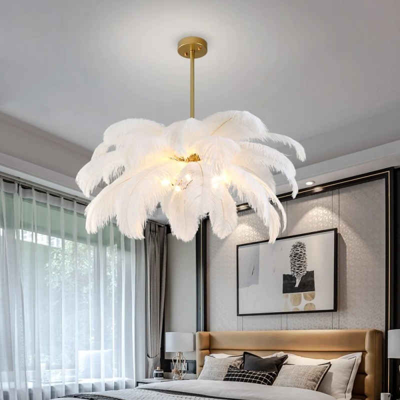 Caden Modern Nordic Ostrich Feather Chandelier