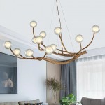 Damian Rustic Tree Branch Chandelier with Bubble Glass Lamp Shades