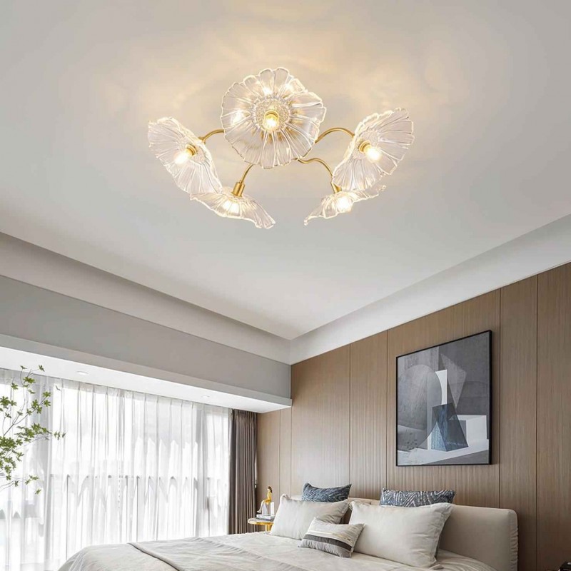 Pranavi Lotus Leaf Glass Ceiling Light