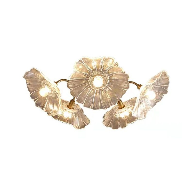 Lotus Art Deco Flower Ceiling Light 5 heads Size : ∅ 39.4′′ x H 10.3′′ / Dia 100 cm x H 26 cm