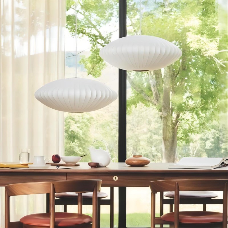Leocadia White Saucer Nelson Bubble Pendant Light