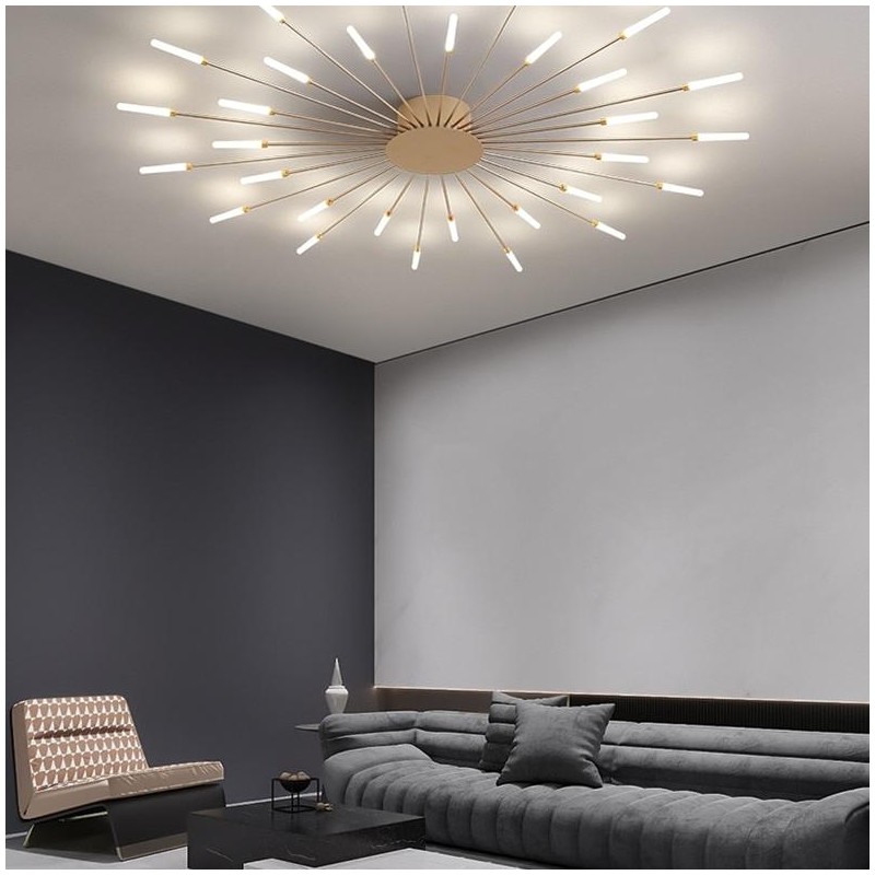 Pranika Modern Sputnik LED Fireworks Semi Flush Mount Ceiling Light