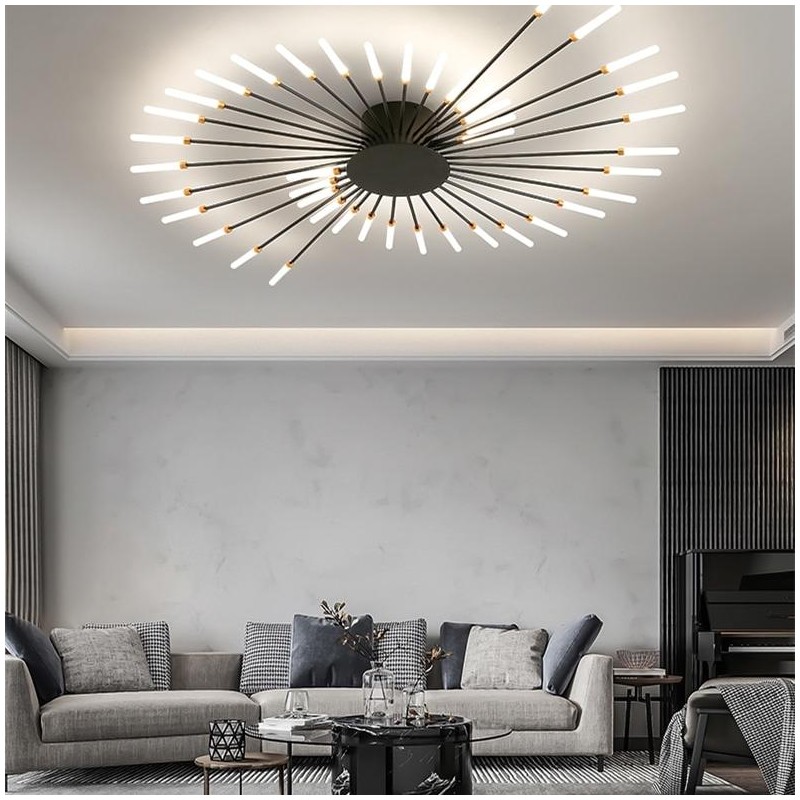 Pranika Modern Sputnik LED Fireworks Semi Flush Mount Ceiling Light