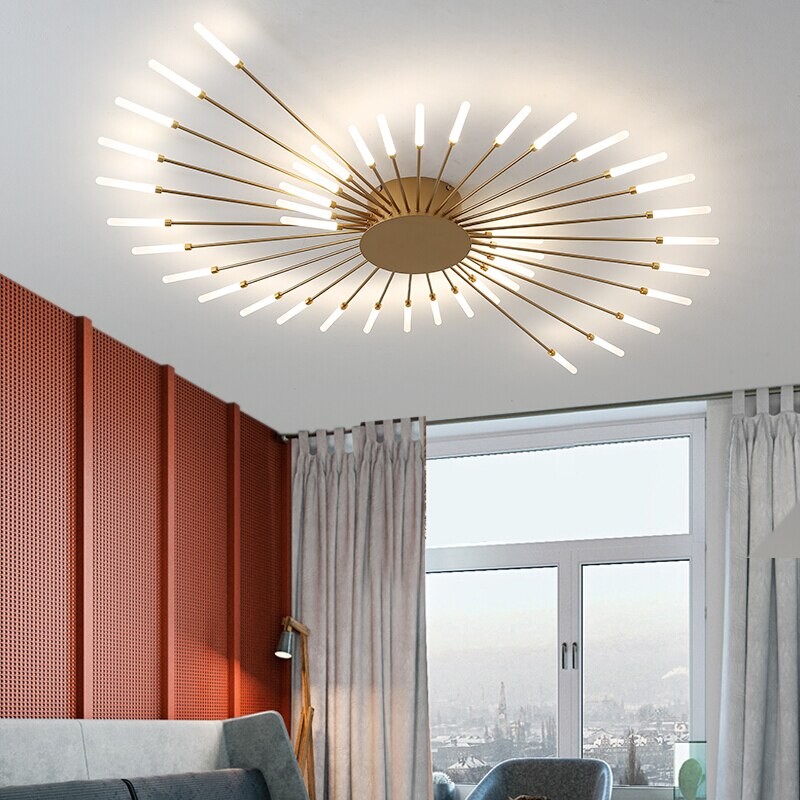 Pranika Modern Sputnik LED Fireworks Semi Flush Mount Ceiling Light