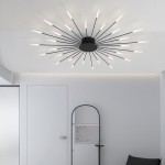 Pranika Modern Sputnik LED Fireworks Semi Flush Mount Ceiling Light