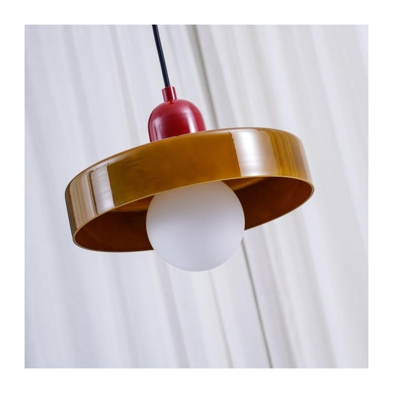Xanadu Bauhaus Stained Glass Disc Pendant Light