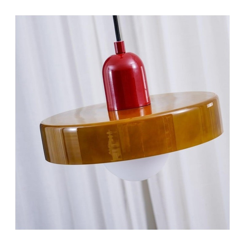 Xanadu Bauhaus Stained Glass Disc Pendant Light