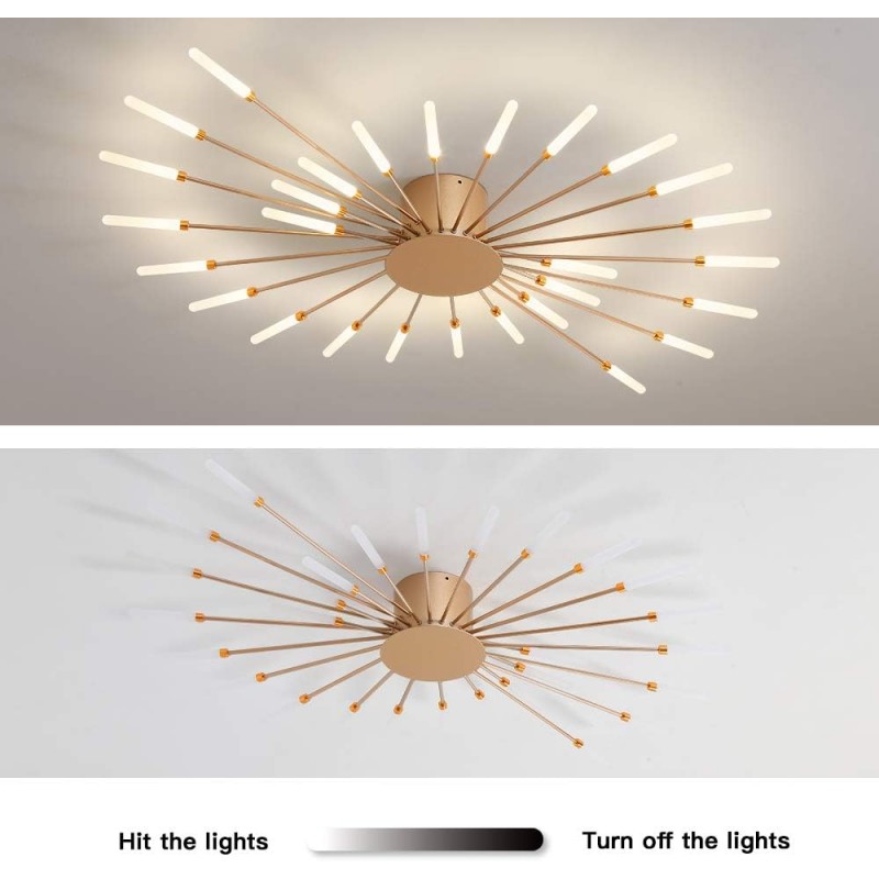 Pranika Modern Sputnik LED Fireworks Semi Flush Mount Ceiling Light