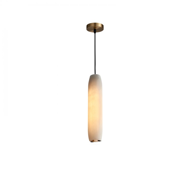 Guido Flute Cylindrical Alabaster Pendant Light