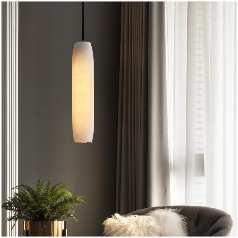 Guido Flute Cylindrical Alabaster Pendant Light