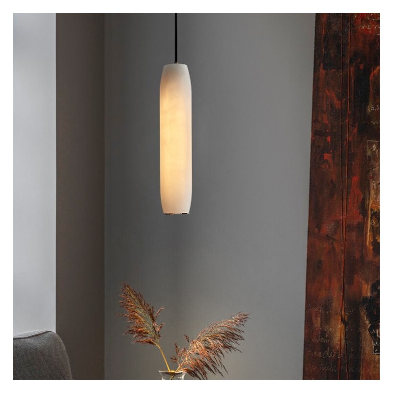 Guido Flute Cylindrical Alabaster Pendant Light
