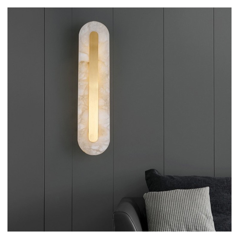 Ozeki Minimalist Brass And Genuine Alabaster Sconce
