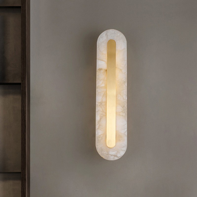 Ozeki Minimalist Brass And Genuine Alabaster Sconce