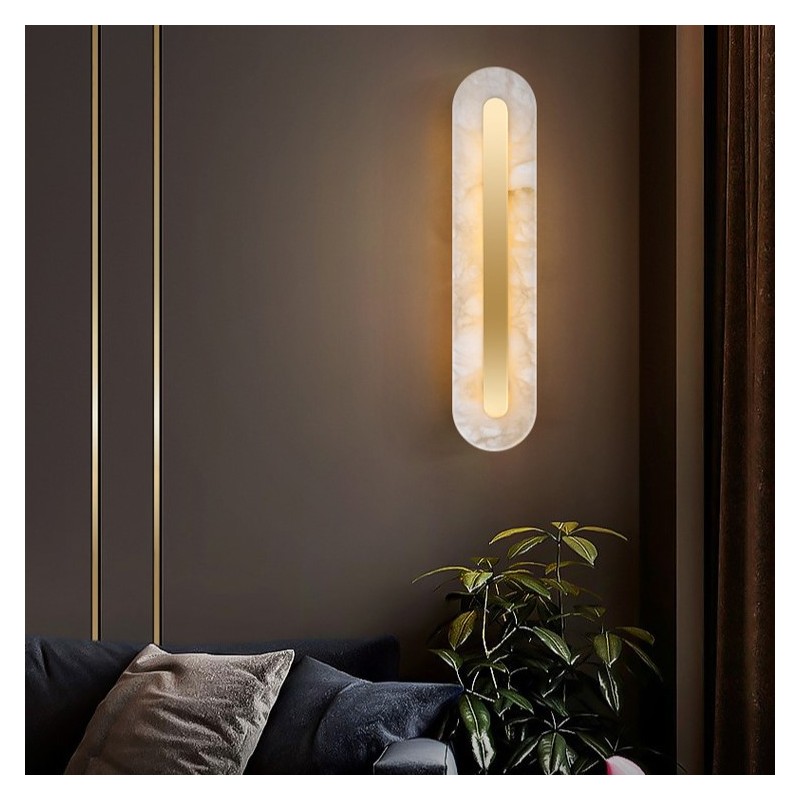Ozeki Minimalist Brass And Genuine Alabaster Sconce