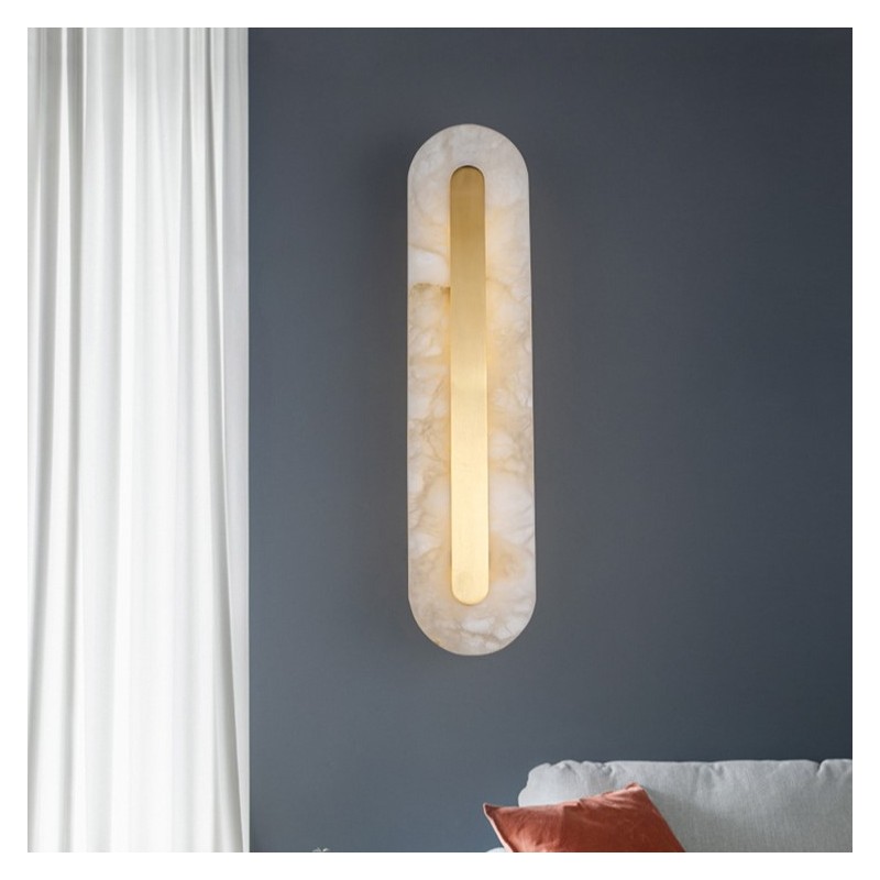 Ozeki Minimalist Brass And Genuine Alabaster Sconce