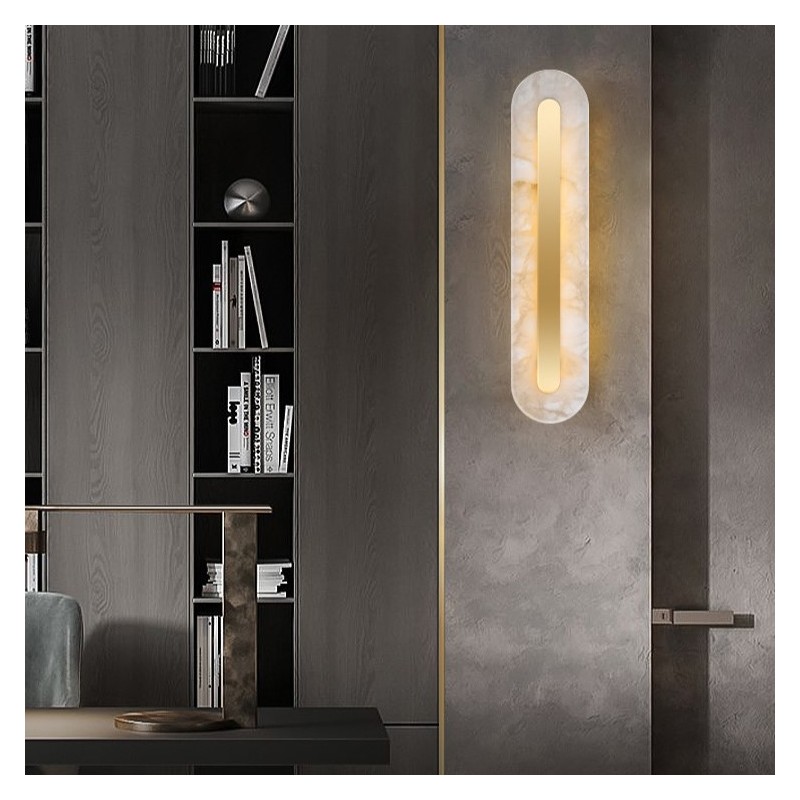 Ozeki Minimalist Brass And Genuine Alabaster Sconce