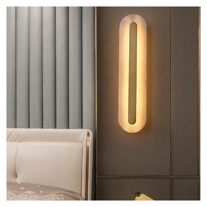 Ozeki Minimalist Brass And Genuine Alabaster Sconce