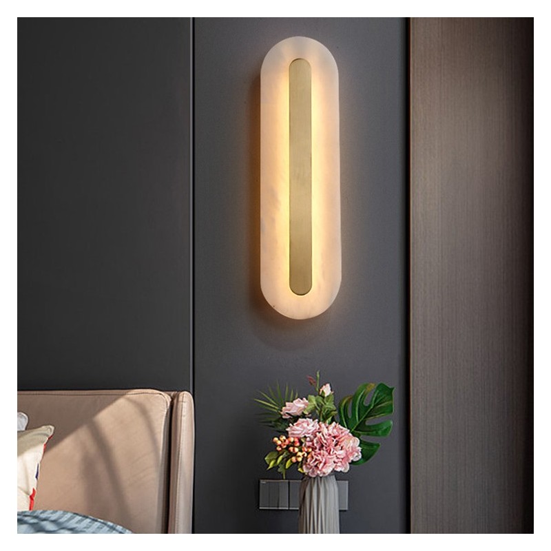Ozeki Minimalist Brass And Genuine Alabaster Sconce