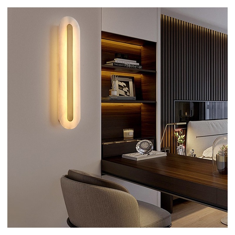 Ozeki Minimalist Brass And Genuine Alabaster Sconce