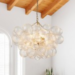 Thalassia Two-Tier Brass Opal Globe Chandelier