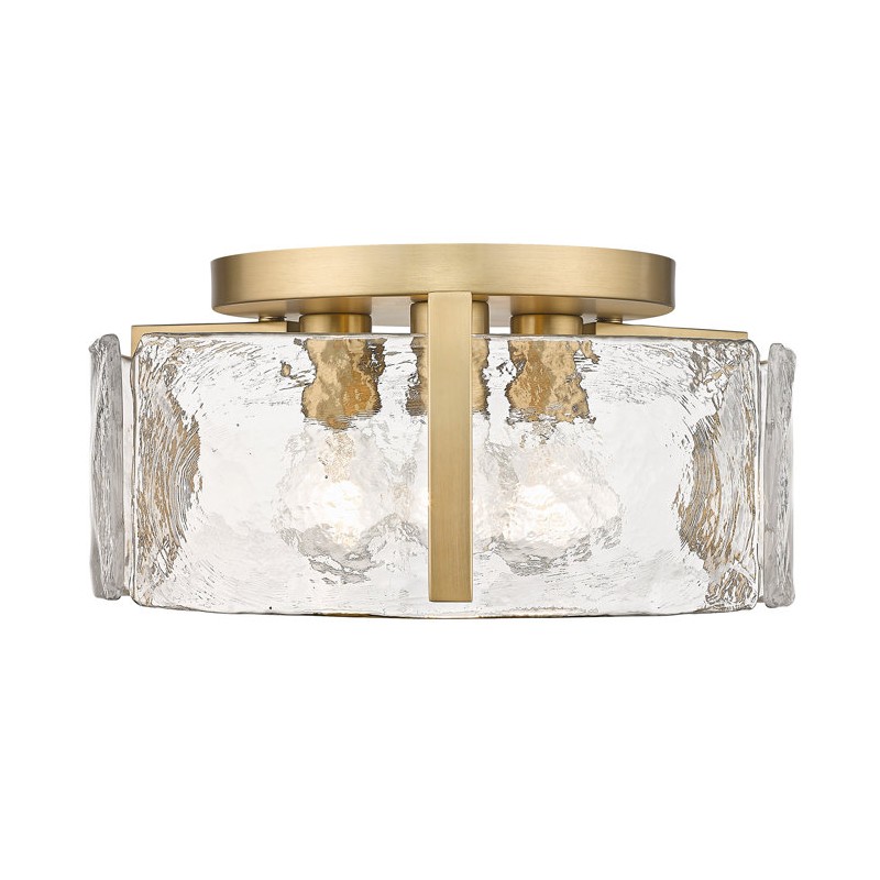 Ozu Modern Water Ripple Glass Drum Flush Mount Light
