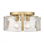 Ozu Modern Water Ripple Glass Drum Flush Mount Light