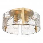 Ozu Modern Water Ripple Glass Drum Flush Mount Light