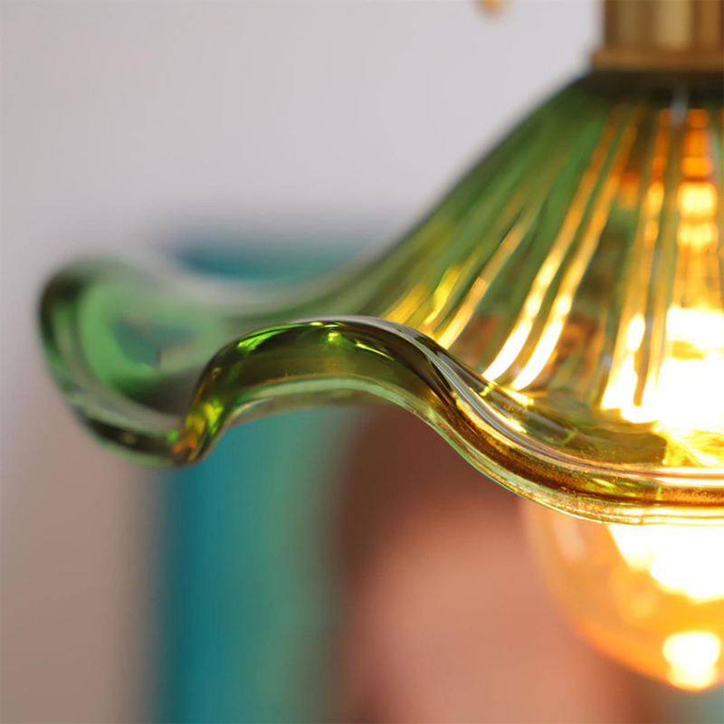 Liliana Retro Hibiscus Flower Glass Shade Pendant Light