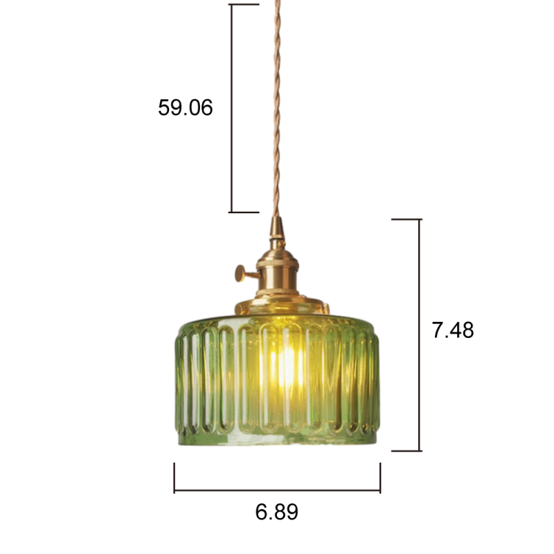 Zavier Vintage Cylinder Wave Pattern Glass Shade Pendant Chandelier