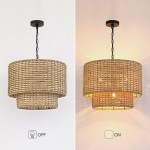 Harland Beachy Natural Rattan Double Drum Pendant Light