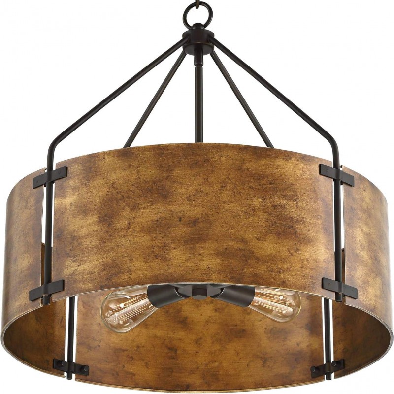 Ojaswi Rustic Bronze Industrial Pendant Light with Drum Shade