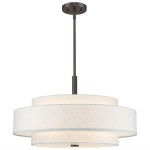 Harlow Linen Blend 5 Light Metal Double Tier Drum Pendant Light
