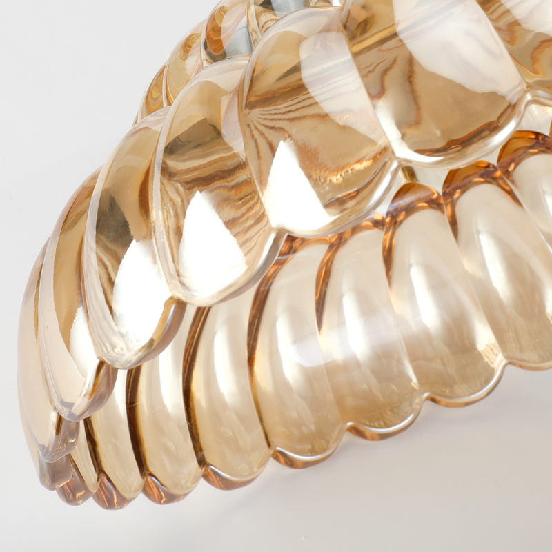 Raveena Vintage Amber Glass Semi Flush Mount Floral Ceiling Light