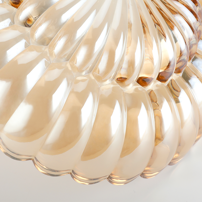 Raveena Vintage Amber Glass Semi Flush Mount Floral Ceiling Light
