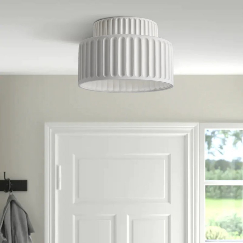 Nicola Vintage Resin Cream Breeze Drum Semi-Flush Mount Ceiling Light