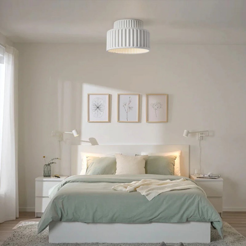 Nicola Vintage Resin Cream Breeze Drum Semi-Flush Mount Ceiling Light
