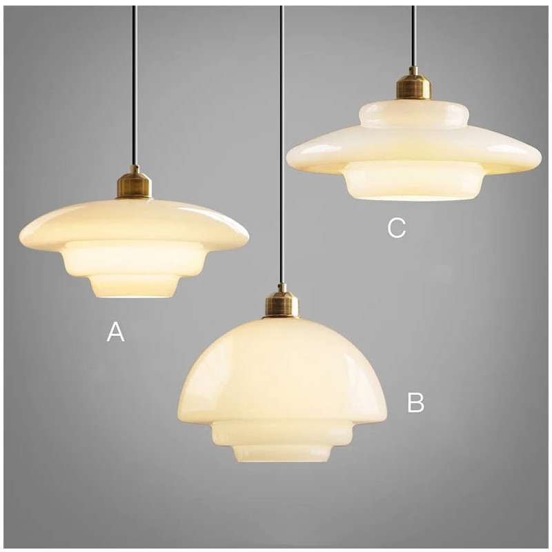 Ritika Vintage Art Cream Multi-Shape Glass Pendant Light