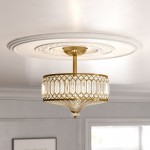 Parnika Luxury Carved Crystal Drum Semi Flush Chandelier