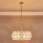 AuroraLux Gold-leaf Round Glass Chandelier