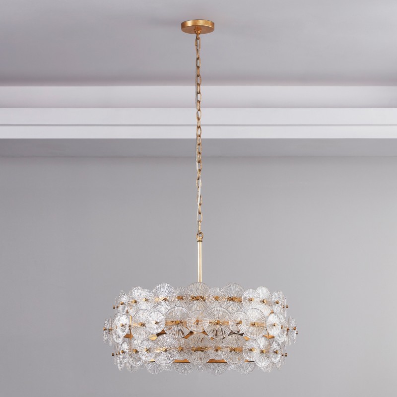 AuroraLux Gold-leaf Round Glass Chandelier