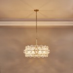AuroraLux Gold-leaf Round Glass Chandelier