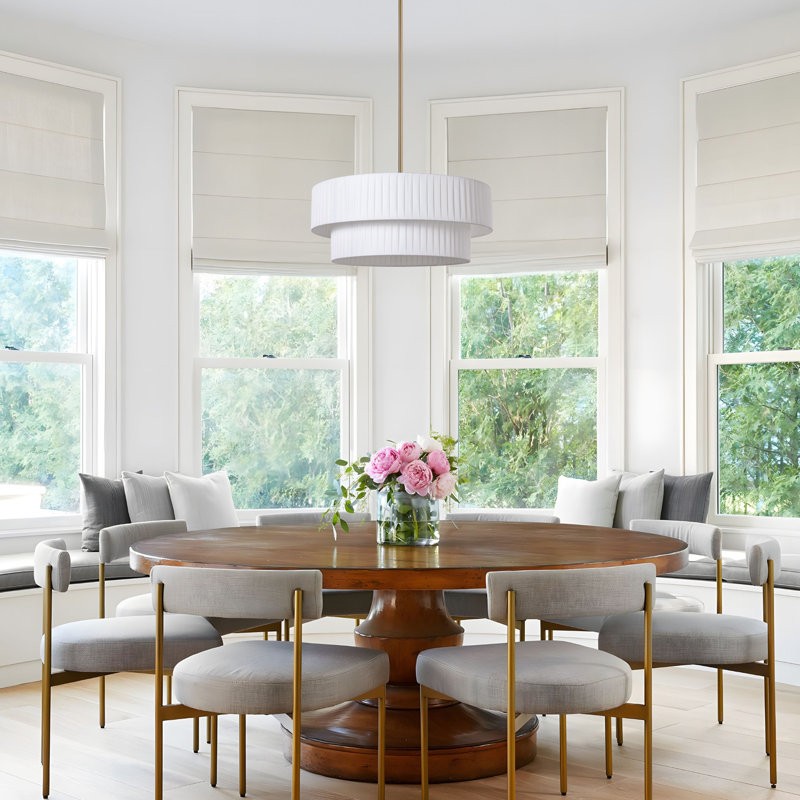 Elaraine Pleated Fabric Circular Drum Shade Chandelier