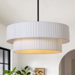 Elaraine Pleated Fabric Circular Drum Shade Chandelier